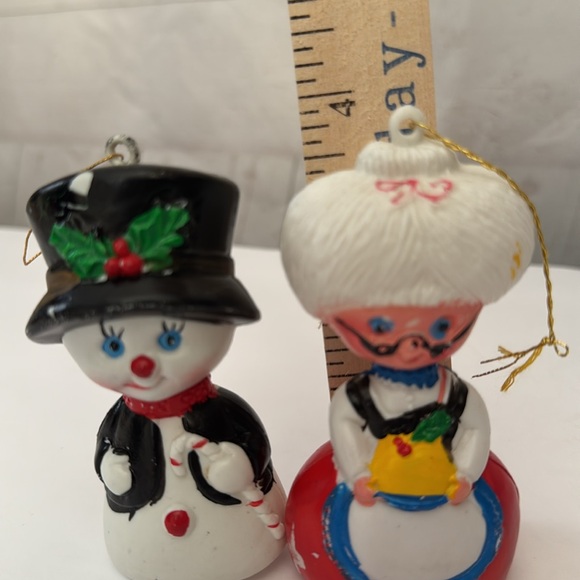 Vintage 60’s - 70’s Plastic Snowman & Mrs. Clause Ornaments - Picture 9 of 9
